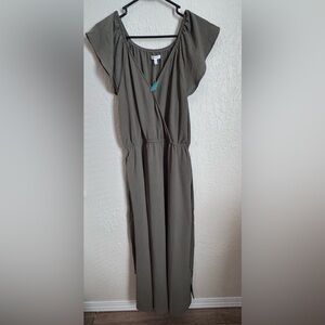 Maurices Green Midi Sundress with V-neck Dolman Sleeves